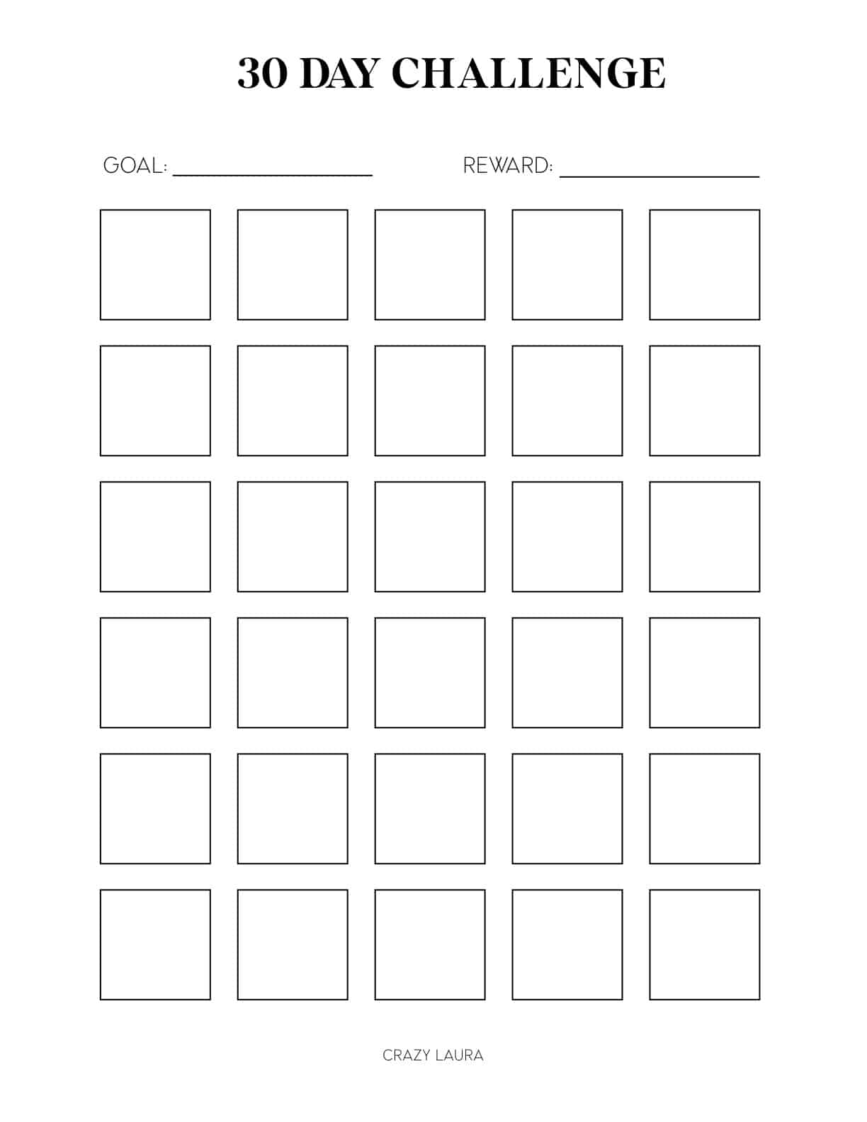 free challenge tracker printable with 30 & 100 day pages
